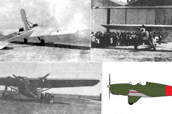 Arriba: avión experimental Loring E-1 (izq.). Avioneta Loring E-II (La Pepa) preparada para el vuelo Madrid-Manila (1932). Abajo: Loring Trimotor (izq.). Avioneta GP-1 